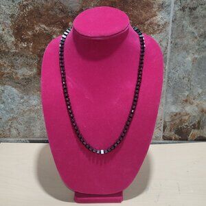 Black Triangle Hematite Stone Bead Necklace Hook and Eye Clasp